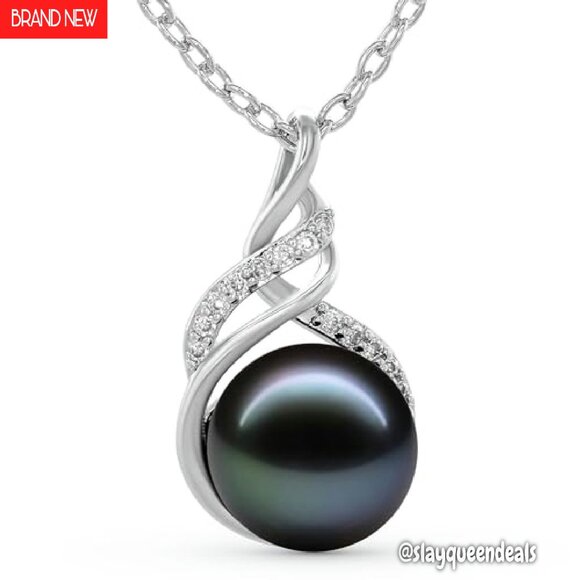 Tahitian Black Pearl Necklace 11-12mm Adjustable Chain Luxury Gift - Picture 2 of 7